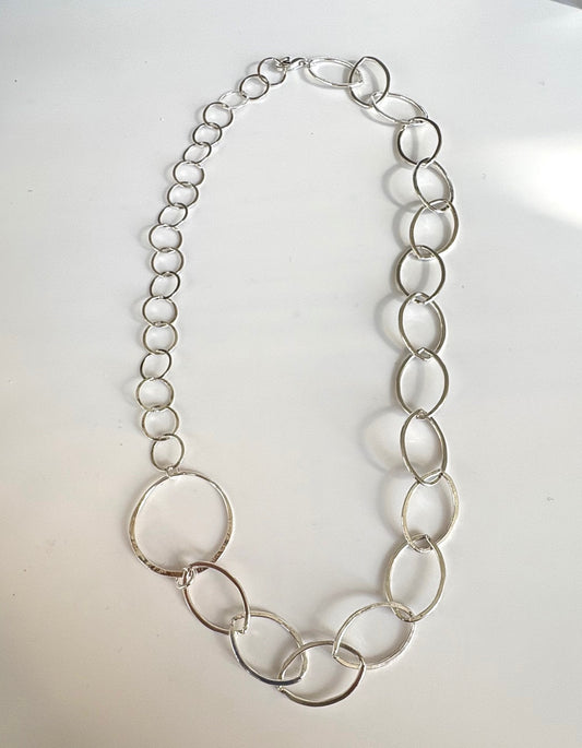 Stelring Silver chain necklace on a white background by Jolie Esprit
