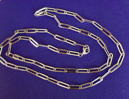 Silver chain on a blue background